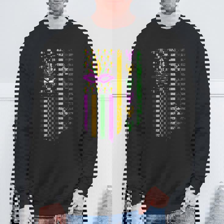 Us Flag Mardi Gras スウェットシャツ 高齢者への贈り物