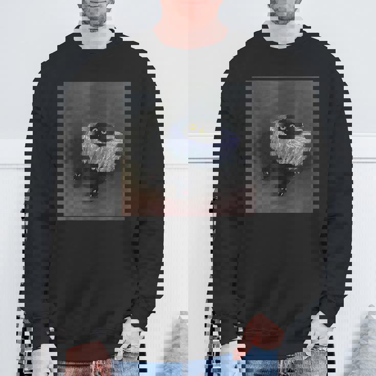 Vanessatockardによる面白い黒猫の絵。 スウェットシャツ 高齢者への贈り物