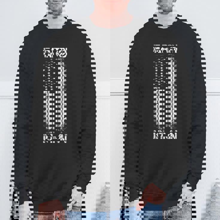 Vintage Usa Flag Fear God Not Man スウェットシャツ 高齢者への贈り物