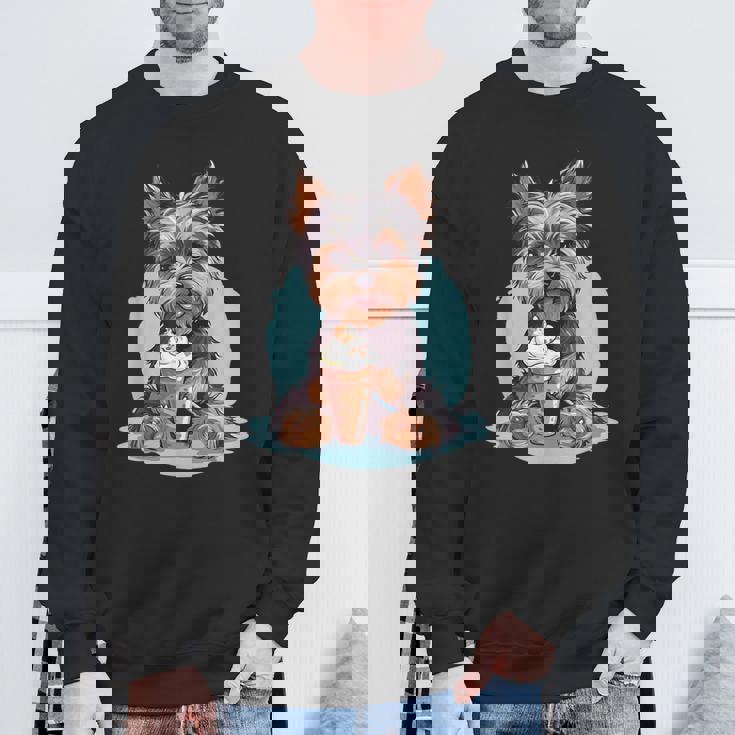 Yorkie Dog アニメ アイスクリームを食べる 夏 かわいい スウェットシャツ 高齢者への贈り物