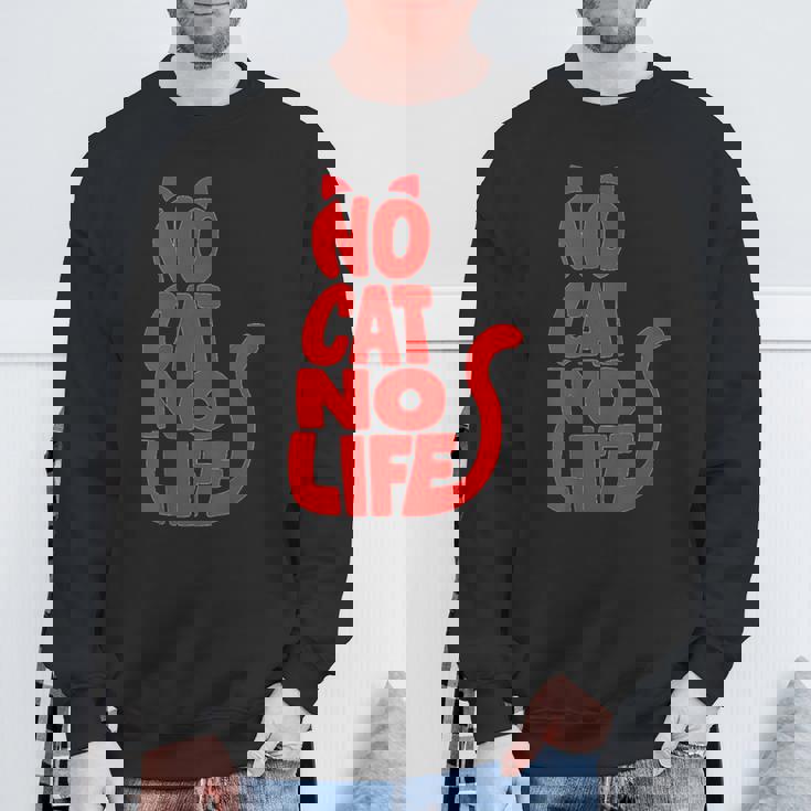 「No Cat No Life」シルエットキャット スウェットシャツ 高齢者への贈り物