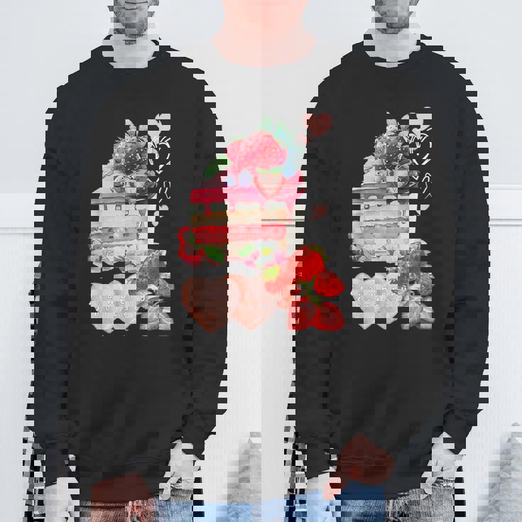 いちご ショートケーキ スイーツ デザート かわいい 春 お菓子、おしゃれ、パティシエ、ハート、カジュアル スウェットシャツ 高齢者への贈り物