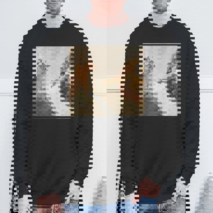 おかしな猫 神 創造 アダム ミーム イエス スウェットシャツ 高齢者への贈り物