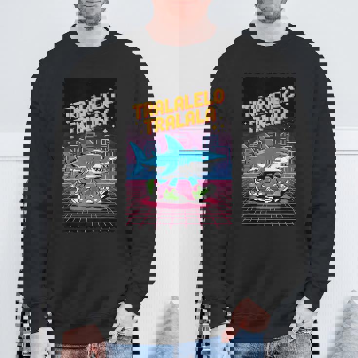 おもしろイタリアンゲーマー ミーム トララレロ トラララ 8ビット シャーク キッズ スウェットシャツ 高齢者への贈り物