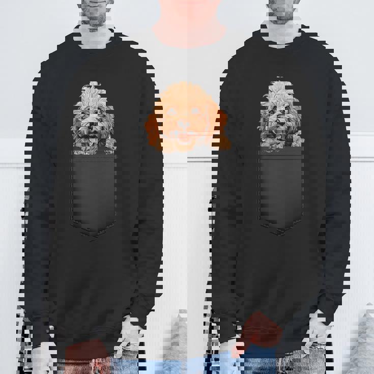 おもしろトイプードル 子犬 ポケットに入れたかわいいペット愛好家 スウェットシャツ 高齢者への贈り物