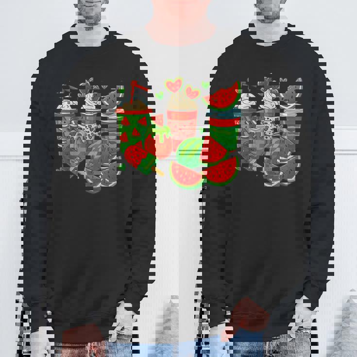 かわいい スイカ好き 夏 フルーツ スイカ アイスコーヒー スウェットシャツ 高齢者への贈り物