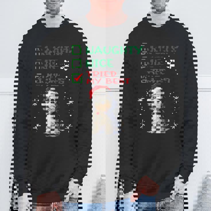 かわいい ダンディ ディンモント テリア 犬 クリスマス いたずら 素敵 試した スウェットシャツ 高齢者への贈り物