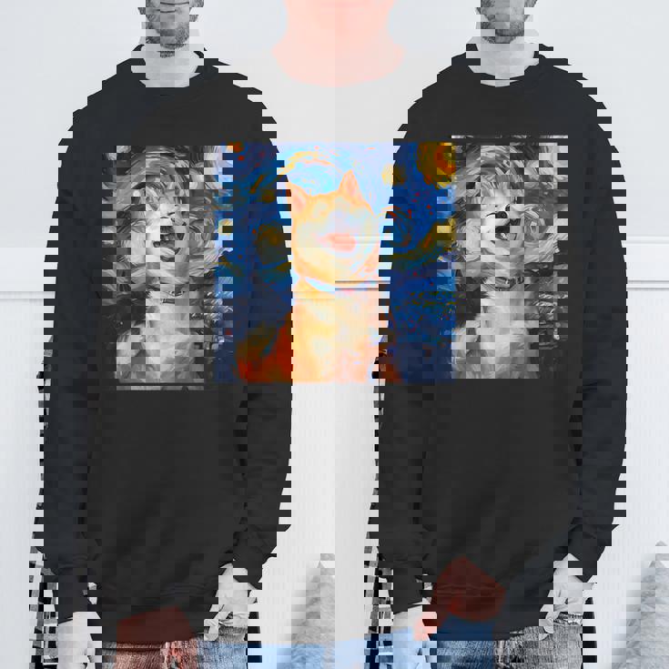 かわいい 柴犬 犬 星月夜 ヴィンセント・ヴァン・ゴッホ 絵画 スウェットシャツ 高齢者への贈り物