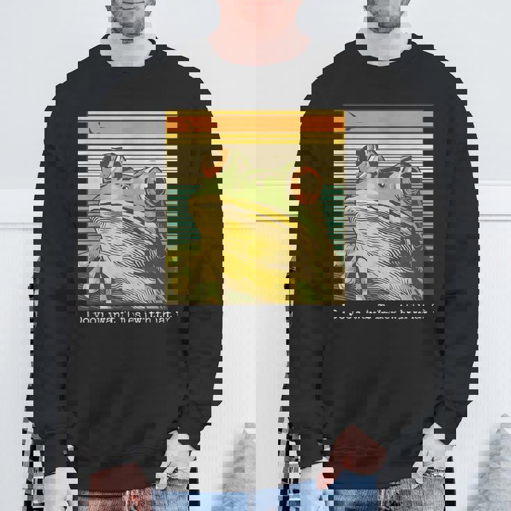 かわいい 面白い レトロ カエル スウェットシャツ 高齢者への贈り物