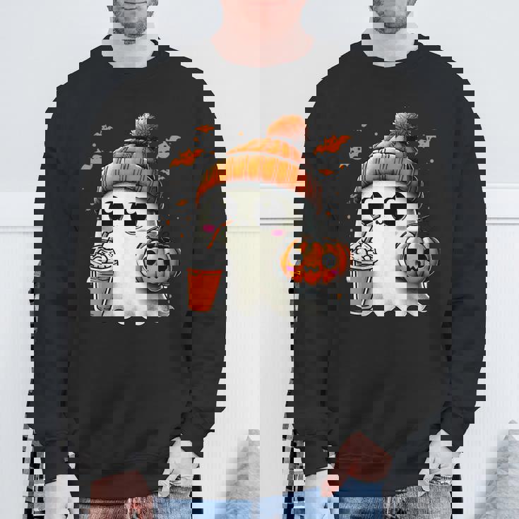 かわいいおばけを飲むかぼちゃスパイス ゴーストハロウィンコスチューム スウェットシャツ 高齢者への贈り物