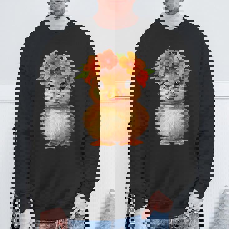 かわいいアヒルの子と花冠 スウェットシャツ 高齢者への贈り物