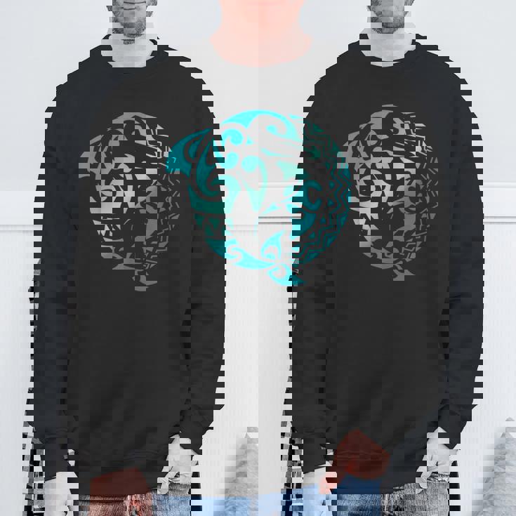 かわいいイルカ マンタレイ トライバル ハワイアン 海 海 恋人 スウェットシャツ 高齢者への贈り物