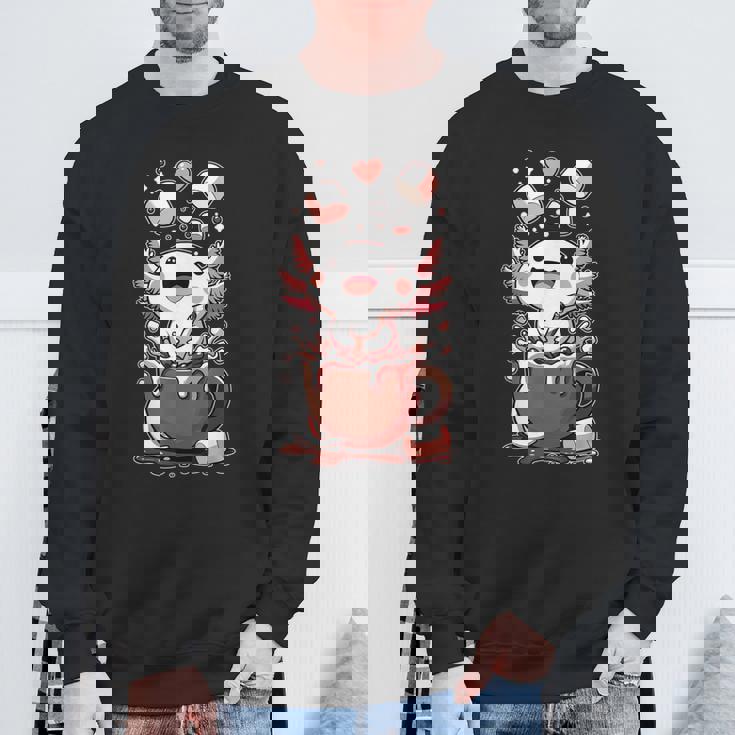 かわいいウーパールートル ホット チョコレート マシュマロ チョコレート ウーパールーパー スウェットシャツ 高齢者への贈り物