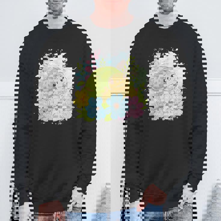 かわいいカメの花 I キッズ 亀 スウェットシャツ 高齢者への贈り物