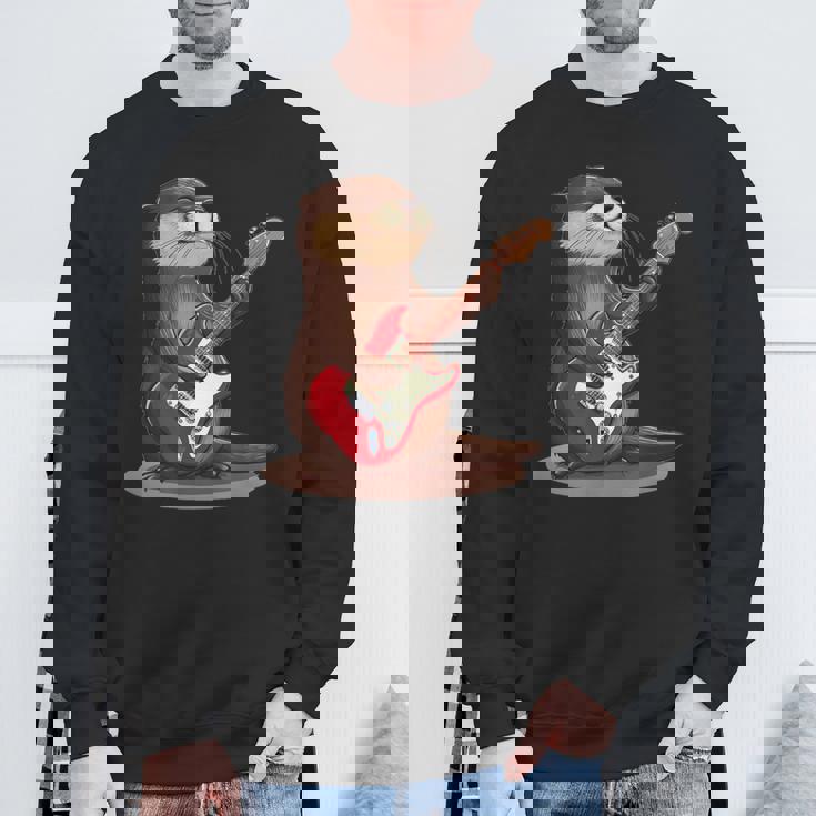 かわいいカワウソがギターを弾くコスチューム。 スウェットシャツ 高齢者への贈り物