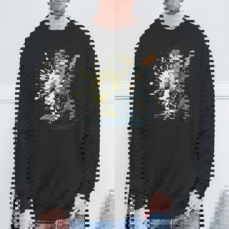 かわいいカワウソの顔のコスチューム エレキギター付き 音楽ファン向け スウェットシャツ 高齢者への贈り物