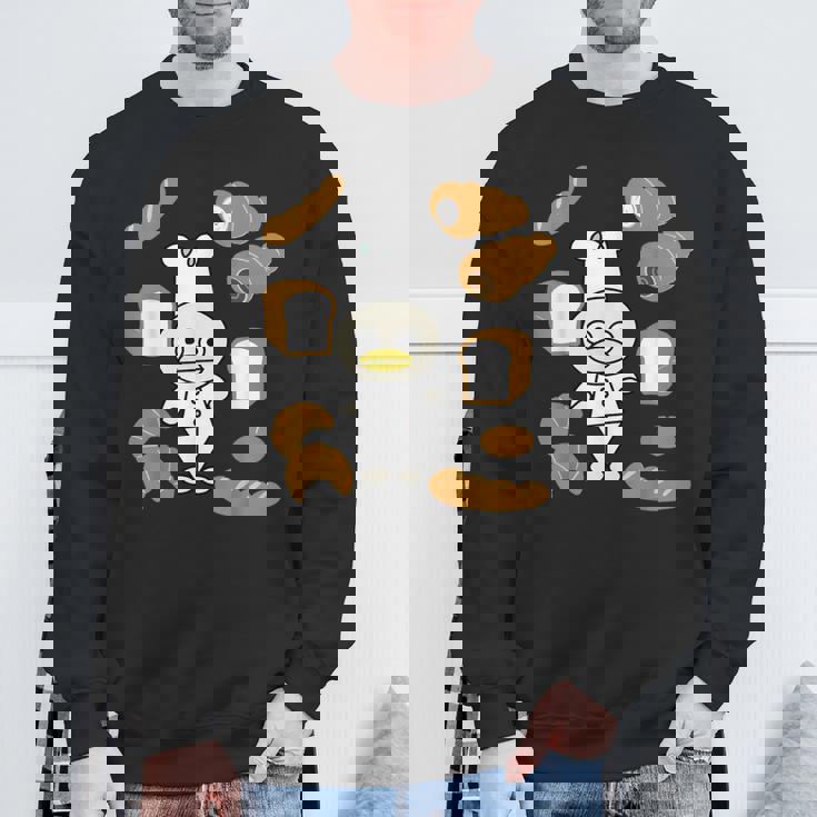 かわいいコックさん パン屋さん編 鳥 フランスパン クロワッサン チョコレートコルネ 食パン 料理 おいしい おもしろ スウェットシャツ 高齢者への贈り物