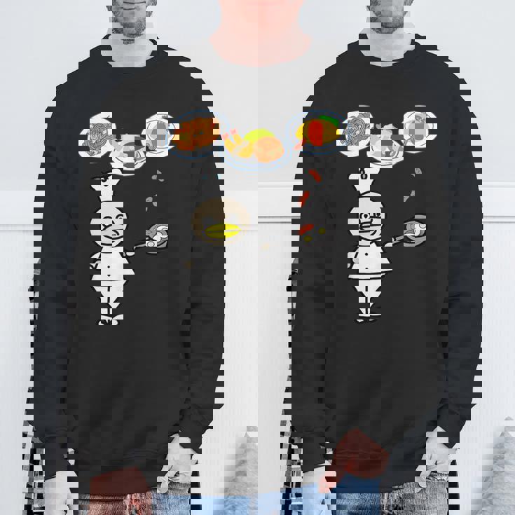 かわいいコックさん 洋食屋さん オムライス ナポリタン ハンバーグ エビフライ ウィンナー フライパン おもしろ スウェットシャツ 高齢者への贈り物