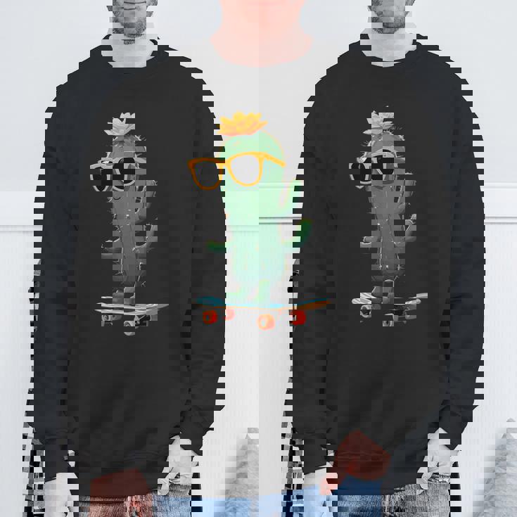 かわいいサボテン スケートボード カッコいい サボテン スウェットシャツ 高齢者への贈り物