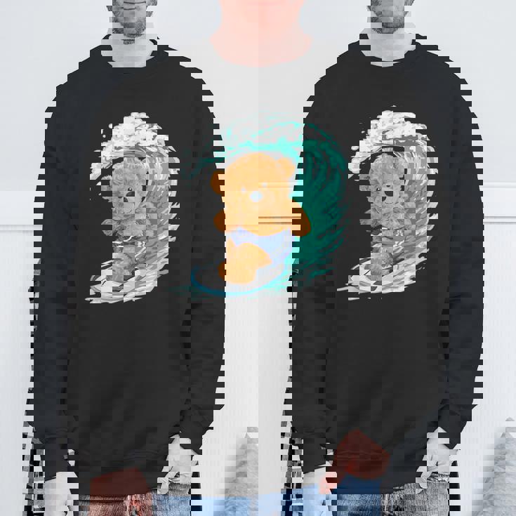 かわいいサーファーのテディベア。 スウェットシャツ 高齢者への贈り物