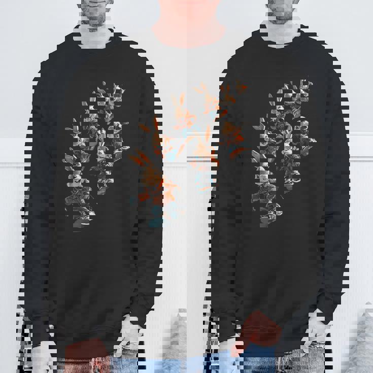 かわいいスノーボードウサギの漫画アート スウェットシャツ 高齢者への贈り物