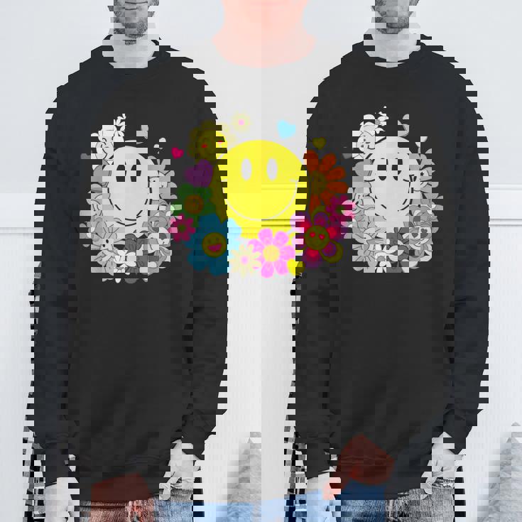かわいいスマイルフェイス 花 ハッピーフェイス 花 ハート キッズ ガールズ スウェットシャツ 高齢者への贈り物