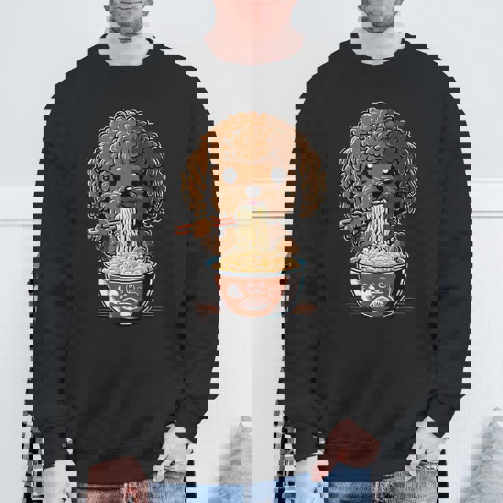 かわいいトイプードル 犬食べるラーメン スウェットシャツ 高齢者への贈り物