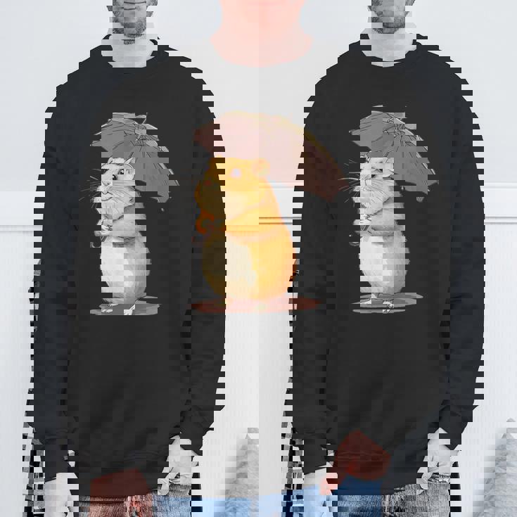 かわいいハムスターと傘のコスチューム。 スウェットシャツ 高齢者への贈り物