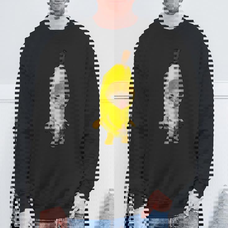 かわいいバナナ猫 ハッピーバナナキャットミーム キティ 猫好きミーム スウェットシャツ 高齢者への贈り物