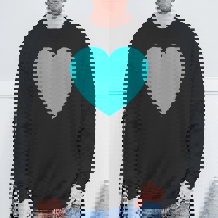 かわいいブルーターコイズハート スウェットシャツ 高齢者への贈り物