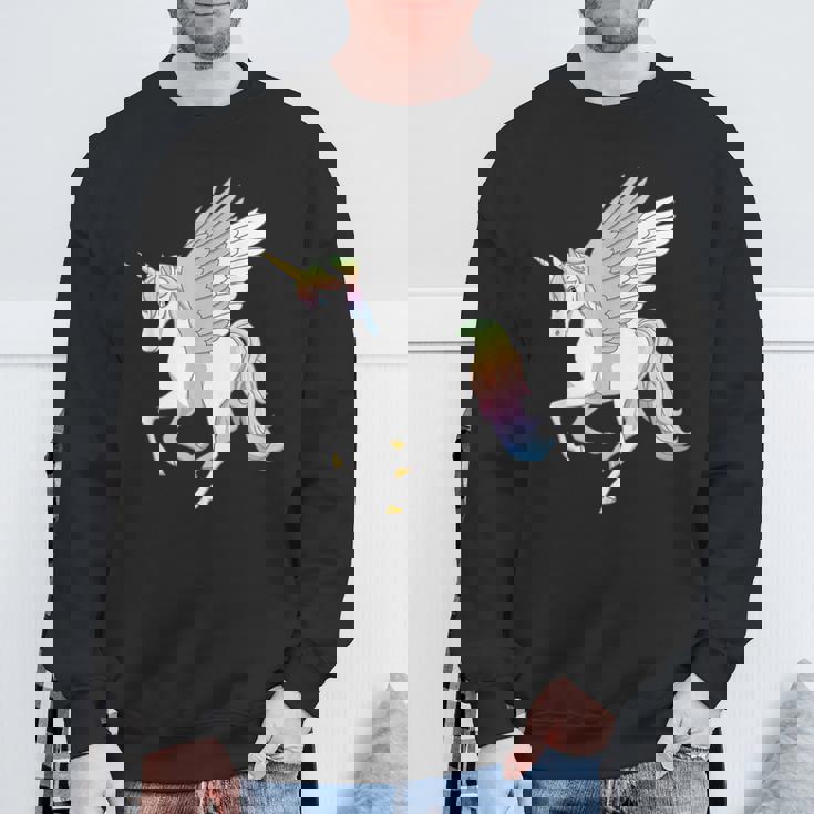 かわいいペガコーン フライングホース レインボー ユニコーン ペガサス スウェットシャツ 高齢者への贈り物