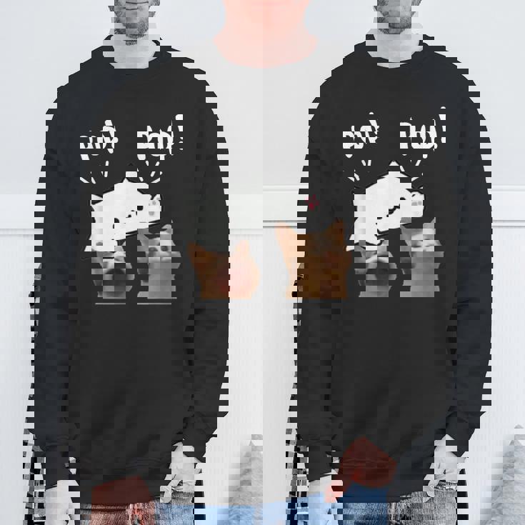 かわいいボンゴ猫遊びポップ猫ミーム スウェットシャツ 高齢者への贈り物