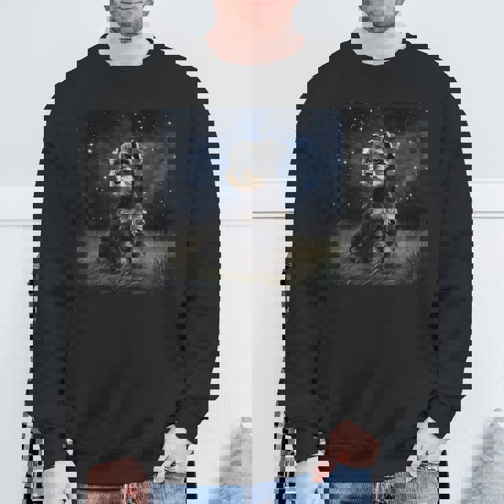 かわいいミニチュアシュナウザーの星空の犬 夜の絵画 スウェットシャツ 高齢者への贈り物