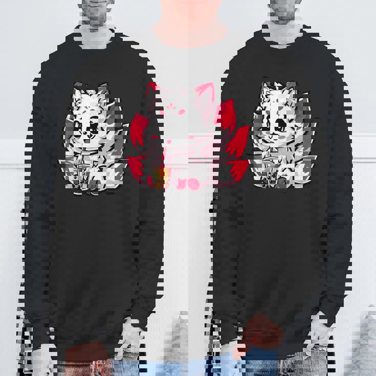 かわいい日本のキツネ九尾キツネボバティーアニメ スウェットシャツ 高齢者への贈り物