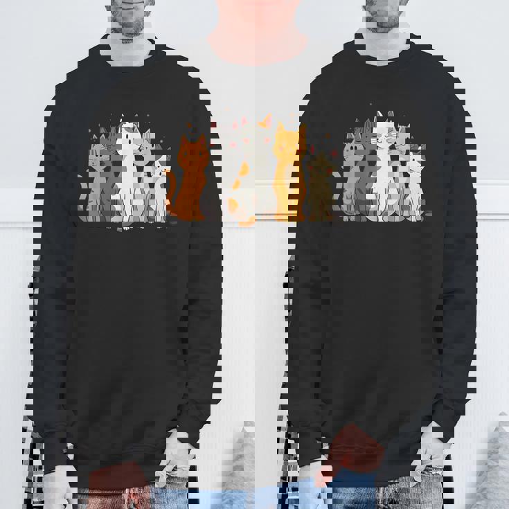 かわいい漫画の猫のイラスト スウェットシャツ 高齢者への贈り物