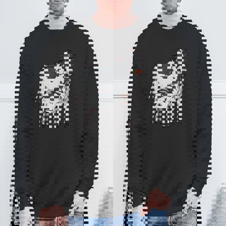 かわいい牛の絵 牛のアート 子牛 牛 母牛 スウェットシャツ 高齢者への贈り物