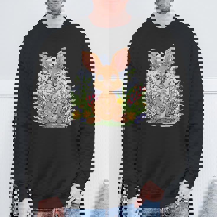 かわいい花カンガルー。 スウェットシャツ 高齢者への贈り物