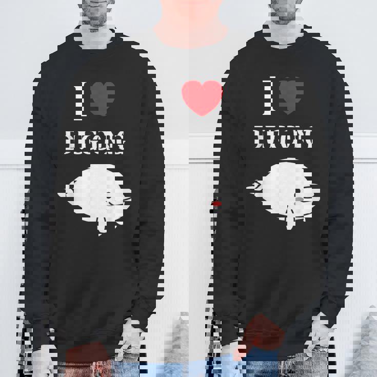 かわいい面白いシンプルなジュゴンの魚を引用します。 I Love Dugong スウェットシャツ 高齢者への贈り物