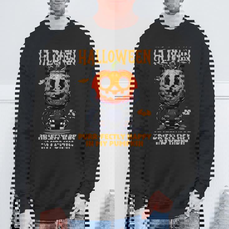 かわいい黒猫ハロウィン衣装カボチャデザインマスク面白い スウェットシャツ 高齢者への贈り物