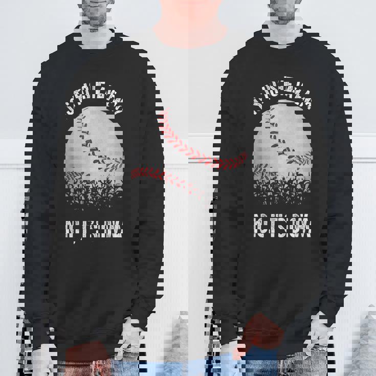 ここは天国か？アイオワ・ビンテージ・ベースボール・コーン・フィールズ スウェットシャツ 高齢者への贈り物