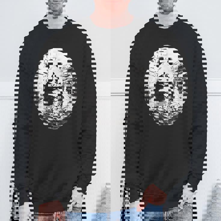 たこ焼き パンダ 水墨画 日本食 大阪 おもしろ 和風 動物 スウェットシャツ 高齢者への贈り物