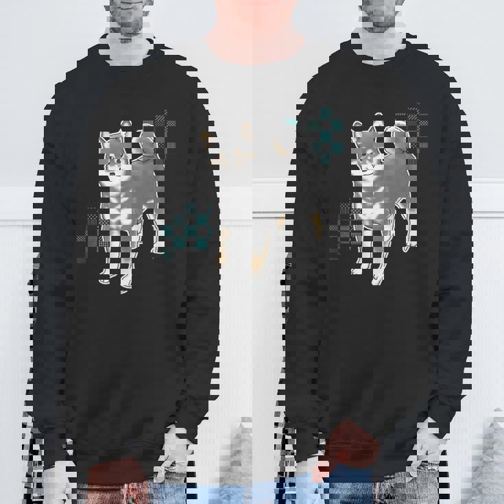 つぶらな瞳で見つめる黒柴 スウェットシャツ 高齢者への贈り物