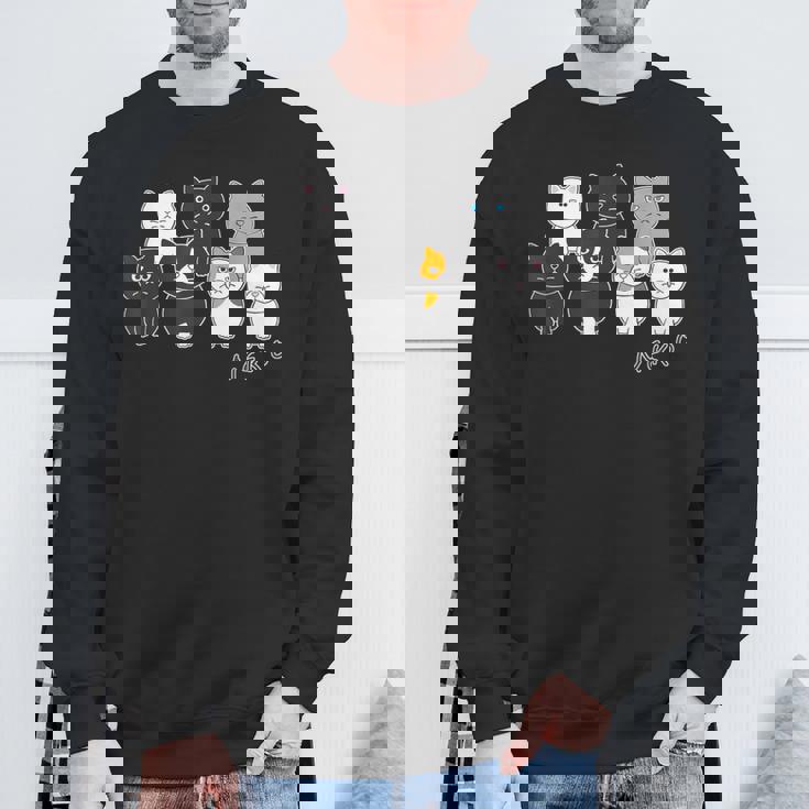 ねこさん『ウチノネコドコ』ハチワレ 黒猫 三毛猫 白猫 Neko【どうぶつフレンズ】フキゲンネコ 猫 動物 イラスト スウェットシャツ 高齢者への贈り物