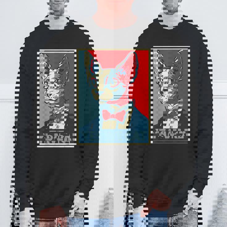 はい、私たちは面白い猫を社長として猫好きの猫好きの猫ルール面白い スウェットシャツ 高齢者への贈り物