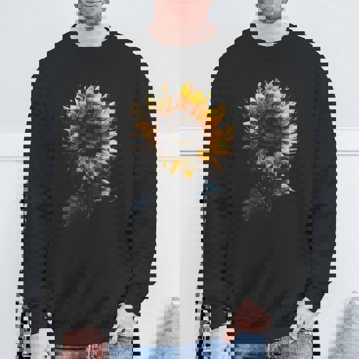 ひまわり ボタニカル 自然 アート フラワーガーデン ギフト スウェットシャツ 高齢者への贈り物