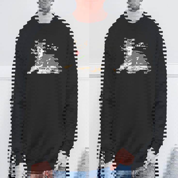 ふわーぁとあくびをする黒柴 柴犬のドット絵 スウェットシャツ 高齢者への贈り物