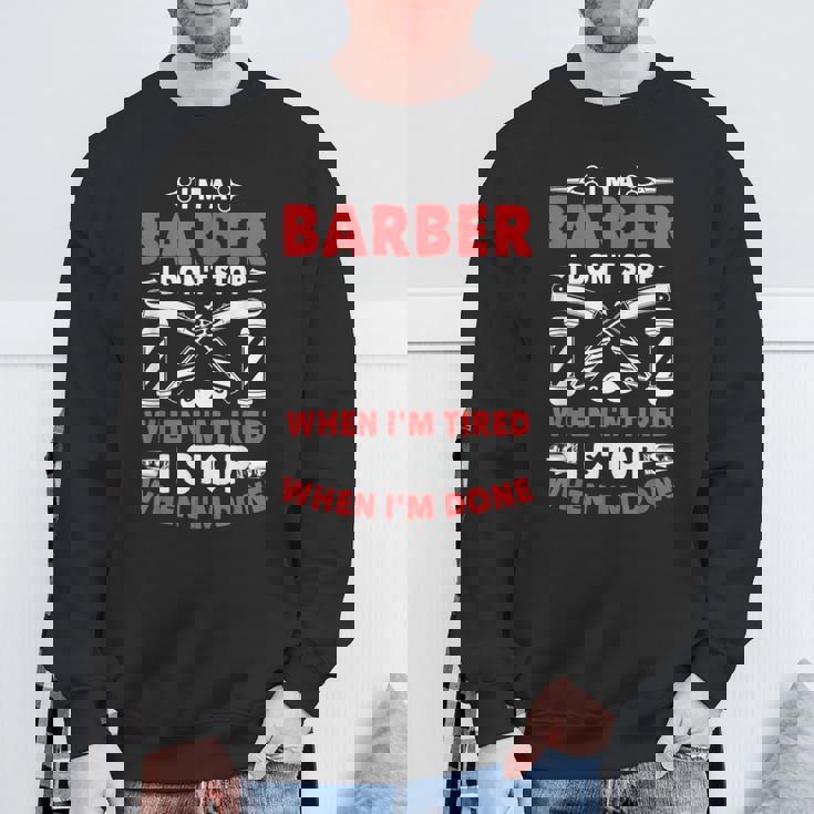 やったら床屋止まるよ美容師理髪師プレゼント スウェットシャツ 高齢者への贈り物