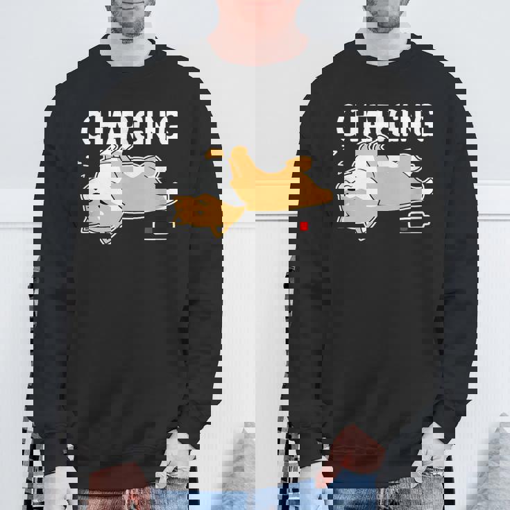 やる気スイッチ故障中 充電中 犬 柴犬 犬好き かわいい おもしろ 面白い スウェットシャツ 高齢者への贈り物