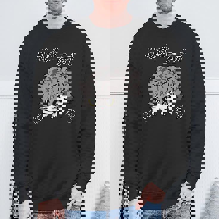 やんのかステップねこ キジ白長毛猫 かわいい 猫好き 動物 スウェットシャツ 高齢者への贈り物