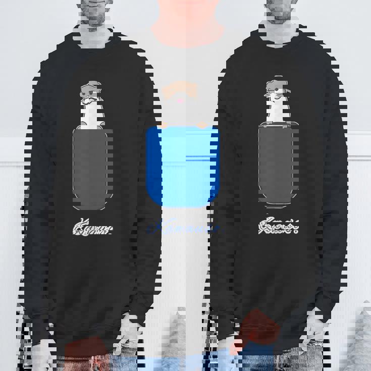 ゆるカワウソさん Otters オッターズ『いん ざ ぽけっと』（ブルーポケット）コツメカワウソ かわいい イラスト スウェットシャツ 高齢者への贈り物